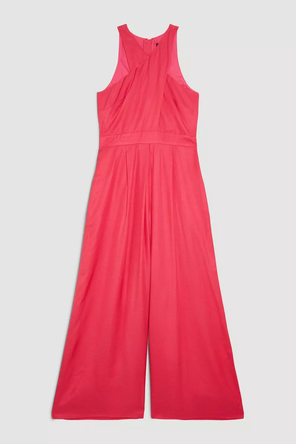 Premium Linen Viscose Halter Woven Jumpsuit | Karen Millen